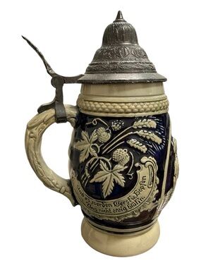 German Beer Stein With Pewter Lid